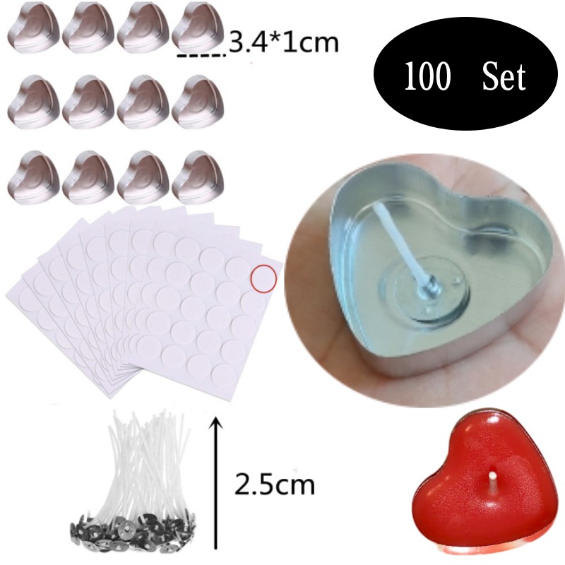 Candle Making Tips - 100 zestawów w kształcie serca Puste