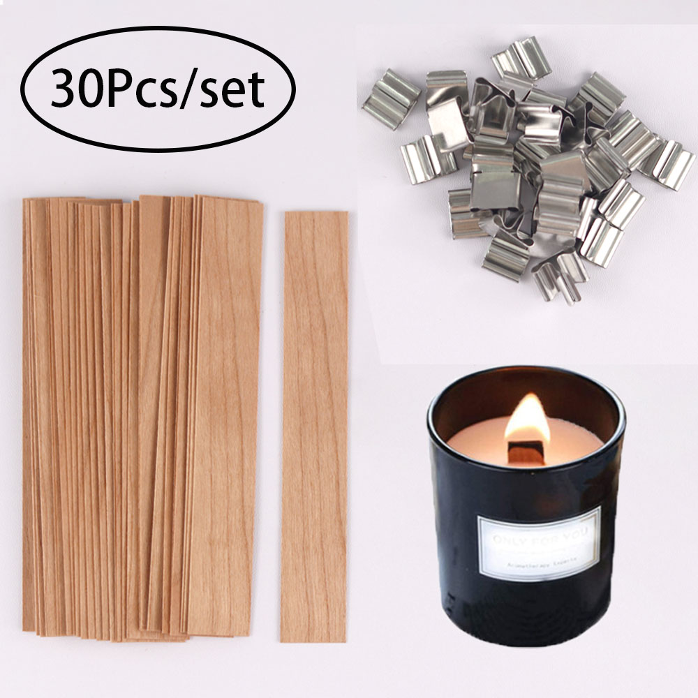 Candle Making Wicks - 30-elementowy zestaw drewnianych knotów do świec